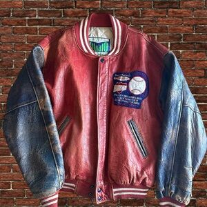 Vintage major buffalo league genuine leather jacket